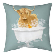 Highland Cow In Tub Climaweave Pillow 18
