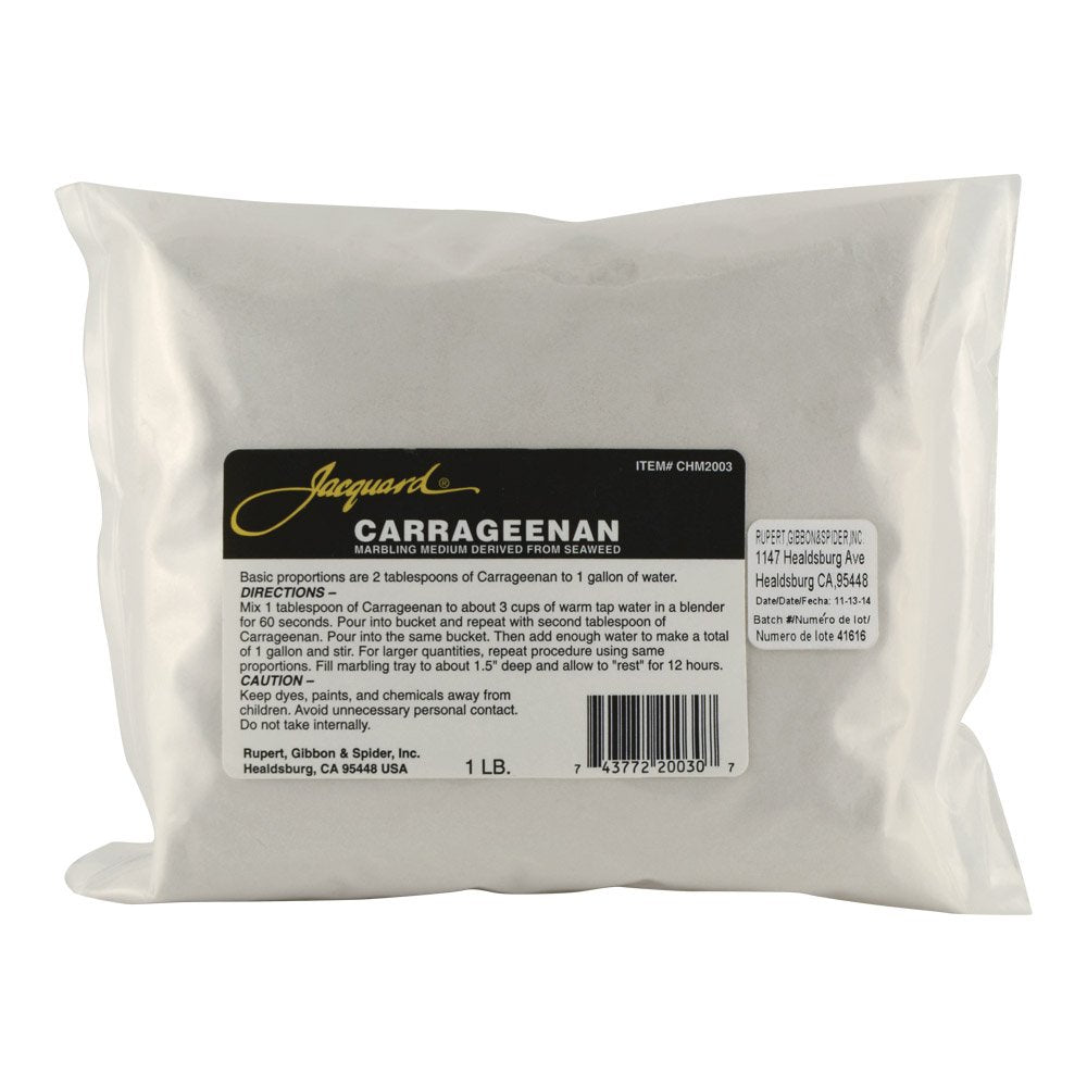 Jacquard Carrageenan Powder for Water Marbling Paint on Fabric, Paper & Wood, Easy to Mix for Consistent Marbling Patterns, 1lb Bag - AT TEN Distribution