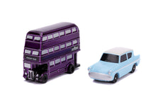 Load image into Gallery viewer, Jada Toys Nano Hollywood Rides Harry Potter 1959 Ford Anglia &amp; Knight Bus 2 - Pack Die - Cast Collectible Vehicles 31719, White - AT TEN Distribution
