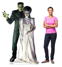 Load image into Gallery viewer, Life - size Frankenstein and His Bride Cardboard Cutout | 76in Classic Monster Halloween Standup Decoration &amp; Photo Prop - AT TEN Distribution
