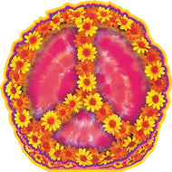 Life - Size Peace Sign Cardboard Cutout (70in) | Retro Tie - Dye Hippie 60s/70s Party Decor - AT TEN Distribution