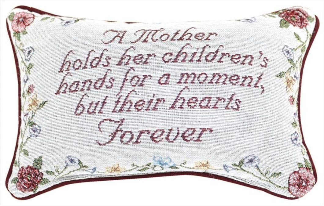 Manual 12.5 x 8.5 - Inch Decorative Embroidered Word Pillow, A Mother Holds Her Children - AT TEN Distribution