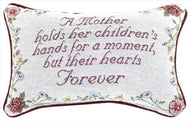 Manual 12.5 x 8.5 - Inch Decorative Embroidered Word Pillow, A Mother Holds Her Children - AT TEN Distribution