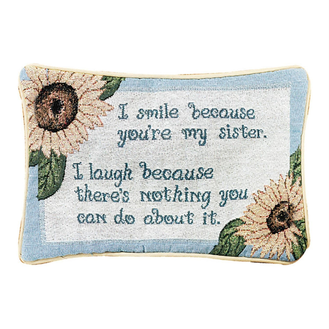 Manual 12.5 x 8.5 - Inch Decorative Throw Pillow, I Smile I Laugh/Sister - AT TEN Distribution