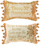 Manual 12.5 x 8.5 - Inch Decorative Throw Pillow Reversible Word Pillow, Golden 50th Anniversary - AT TEN Distribution