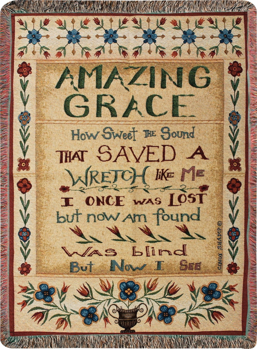 Manual 50 x 60 - Inch Tapestry Throw with Fringe, Amazing Grace - AT TEN Distribution