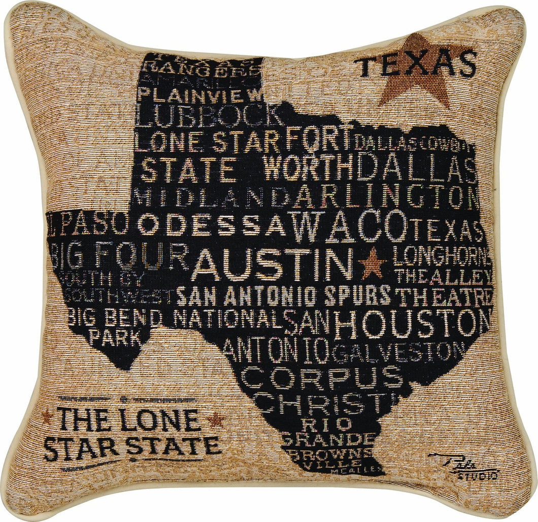 Manual Americana Collection Throw Pillow with Piping, 17 X 17 - Inch, Texas from Pela Studios - AT TEN Distribution