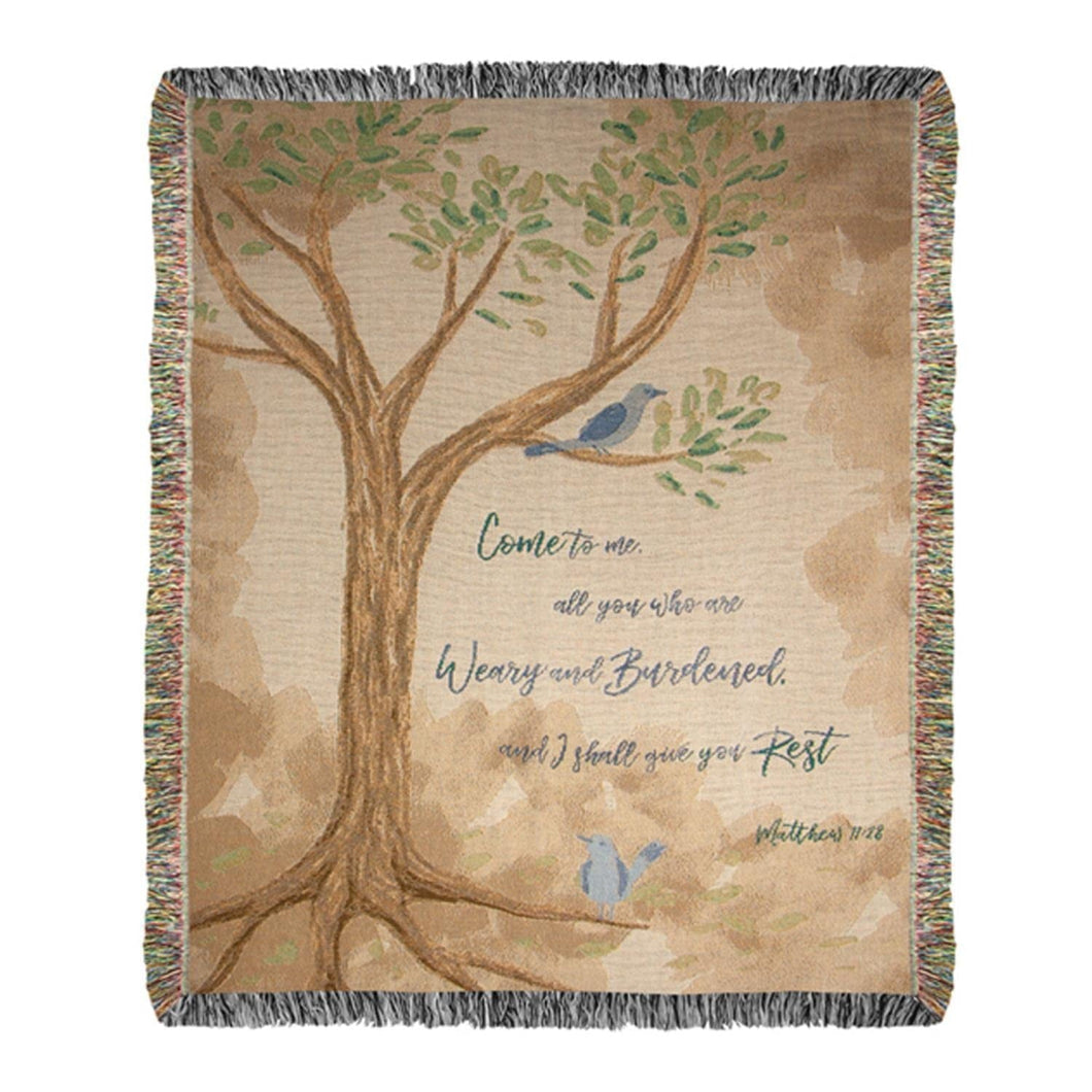 Manual ATCTMA Come to Me all who are Weary Tapestry Throw Blanket, 50 Inches x 60 Inches - AT TEN Distribution