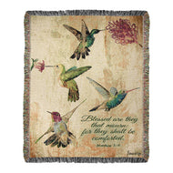 Manual ATHBFLV Tapestry Throw Blanket, 60 - inch Length (Hummingbird Floral with Verse) - AT TEN Distribution