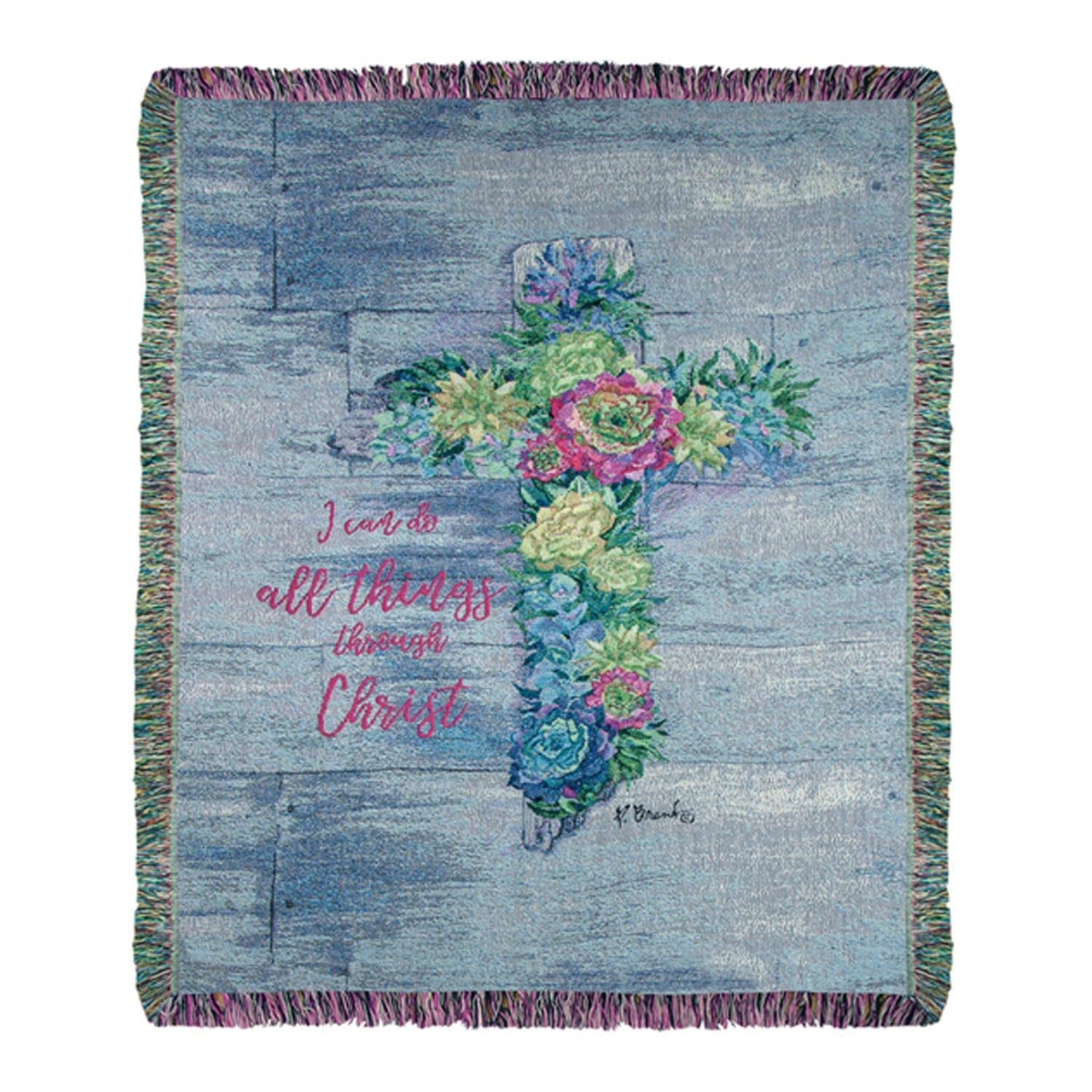 Manual ATSCI Succulent Cross Throw Blanket, 50 Inches x 60 Inches, Mul ...