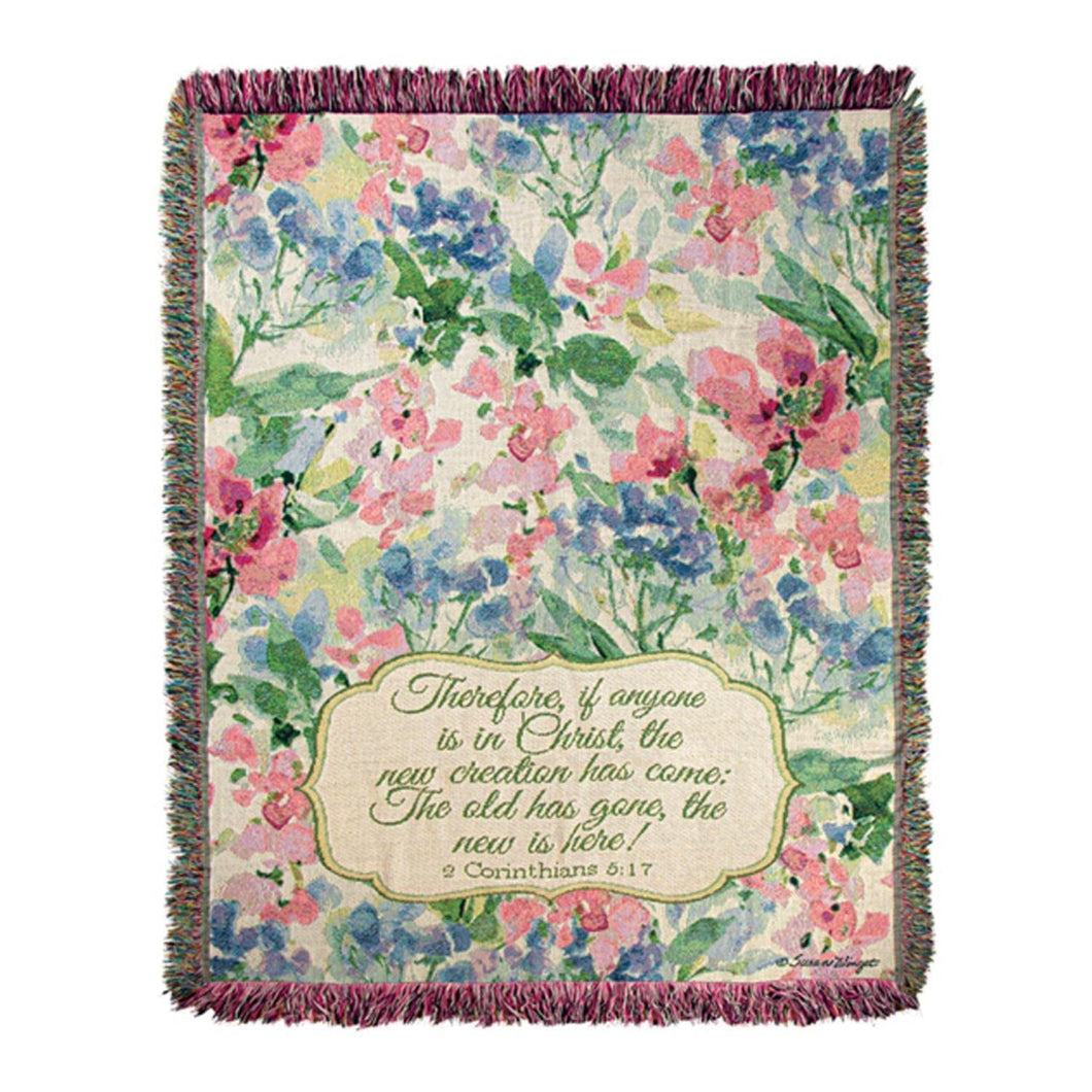 Manual ATWBBV Watercolor Birds & Butterflies with Verses Tap Throw, 60 - inch Width - AT TEN Distribution