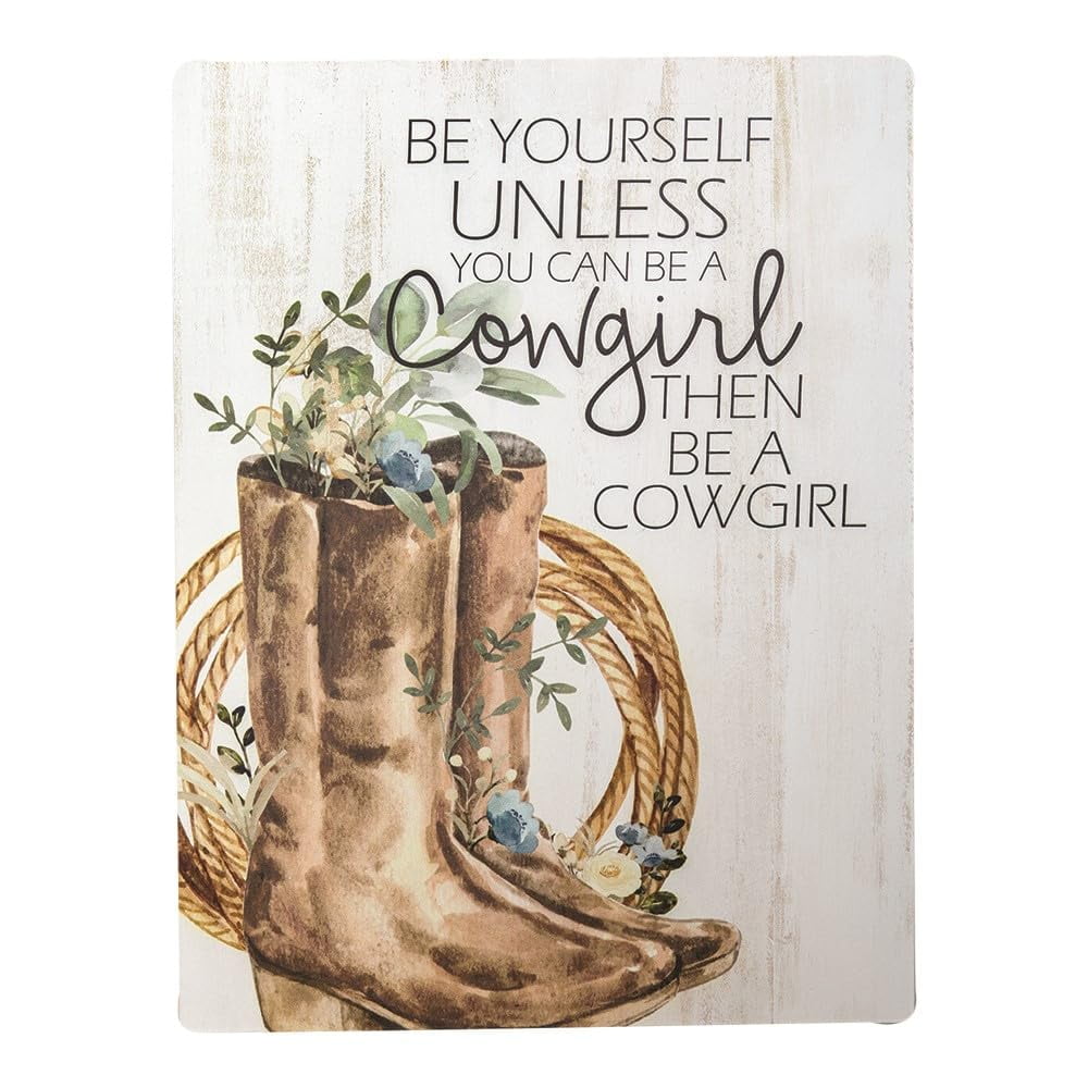 Manual Be A Cowgirl Metal Sign, 14.5 - inch Height, Home Decoration - AT TEN Distribution