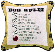 Manual Dog Rules Pillow, 12 - 1/2 - Inch Square - AT TEN Distribution