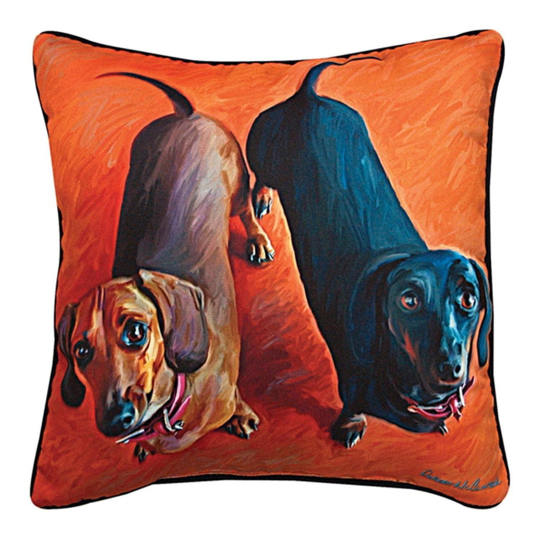 Manual Double Dachsies Dachshund Paws and Whiskers Decorative Square Pillow, 18 - Inch - AT TEN Distribution