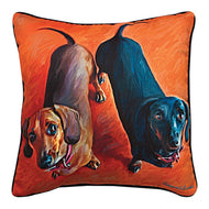 Manual Double Dachsies Dachshund Paws and Whiskers Decorative Square Pillow, 18 - Inch - AT TEN Distribution