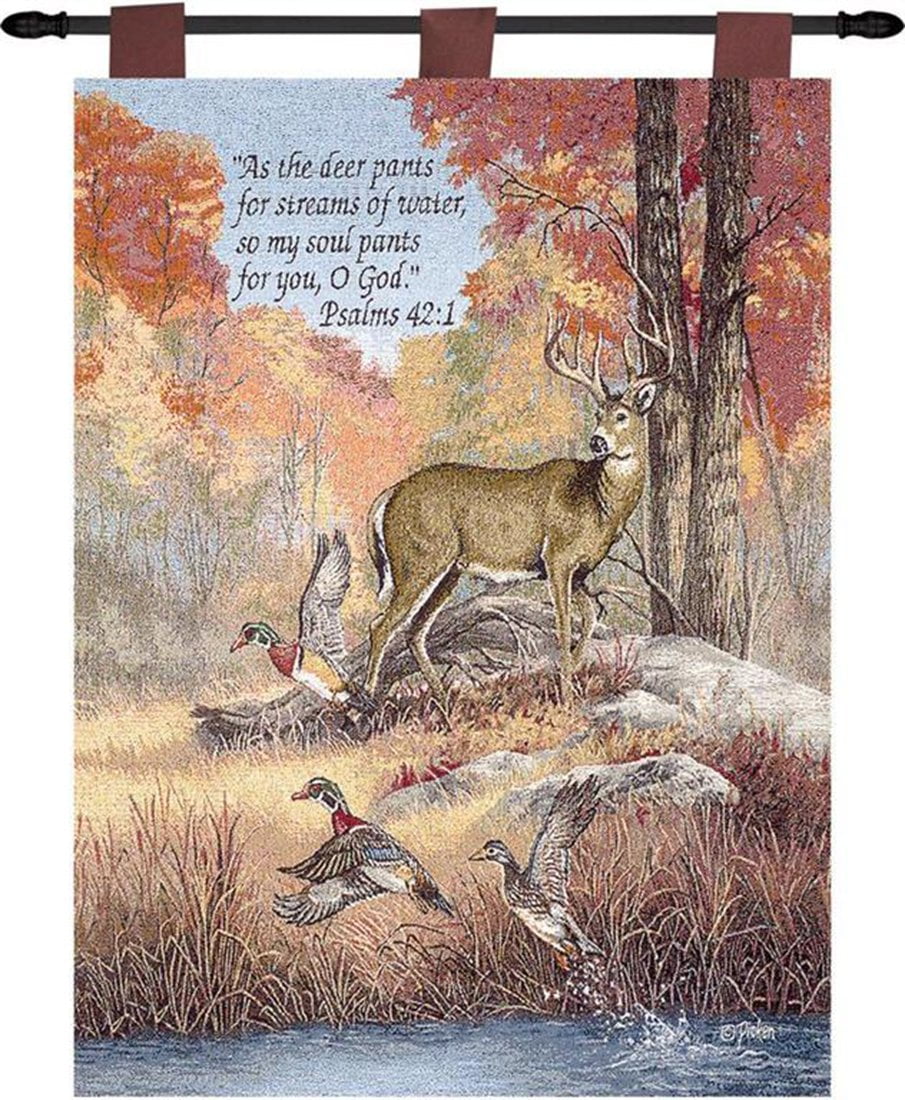 Manual Inspirational Collection 26 X 36 - Inch Wall Hanging and Finial Rod, Fur Feathers and Fall with Verse by Linda Picken - AT TEN Distribution