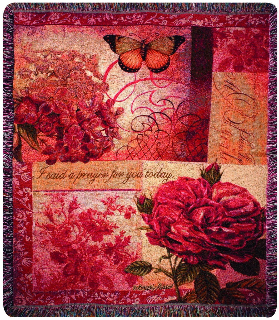 Manual Inspirational Collection 50 x 60 - Inch Tapestry Throw with Verse, Spring Blooms - AT TEN Distribution