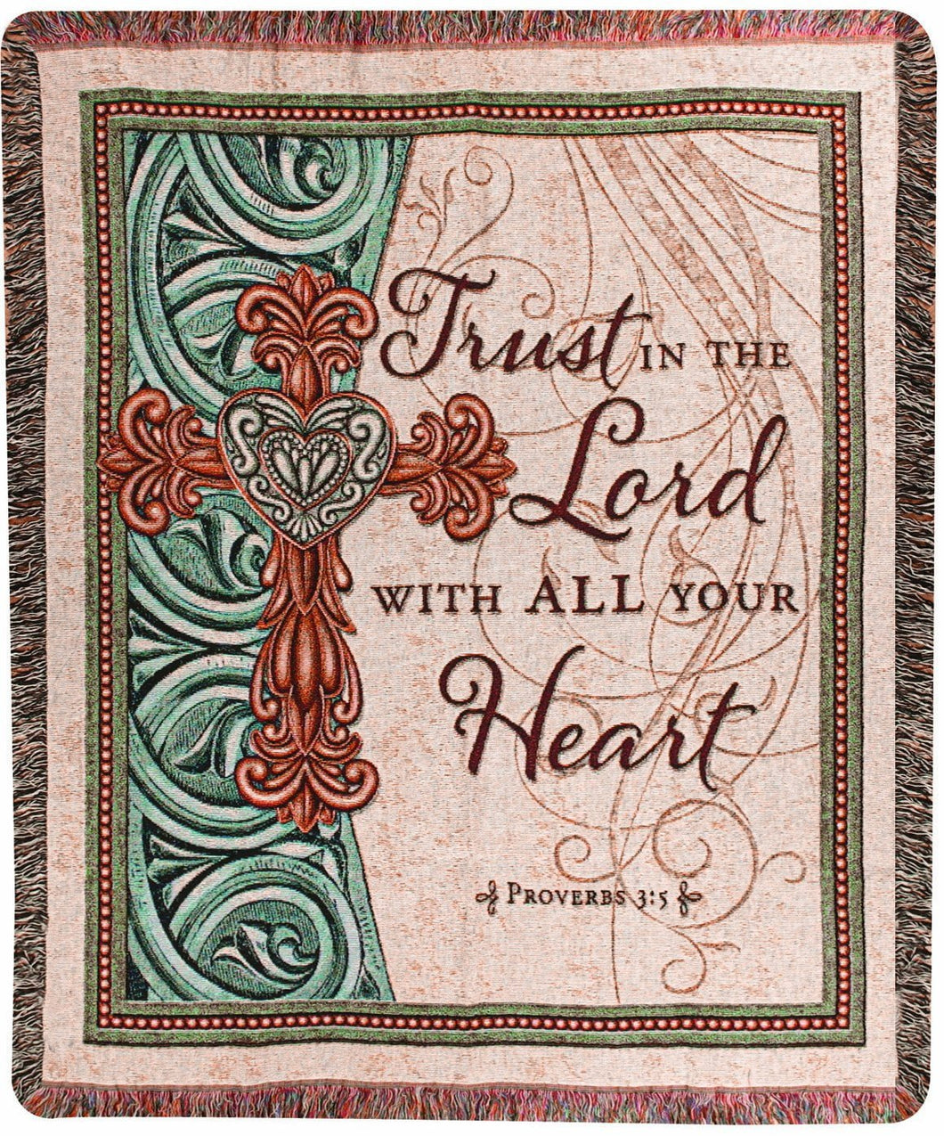 Manual Inspirational Collection 50 x 60 - Inch Tapestry Throw with Verse, Trust in the Lord, - AT TEN Distribution