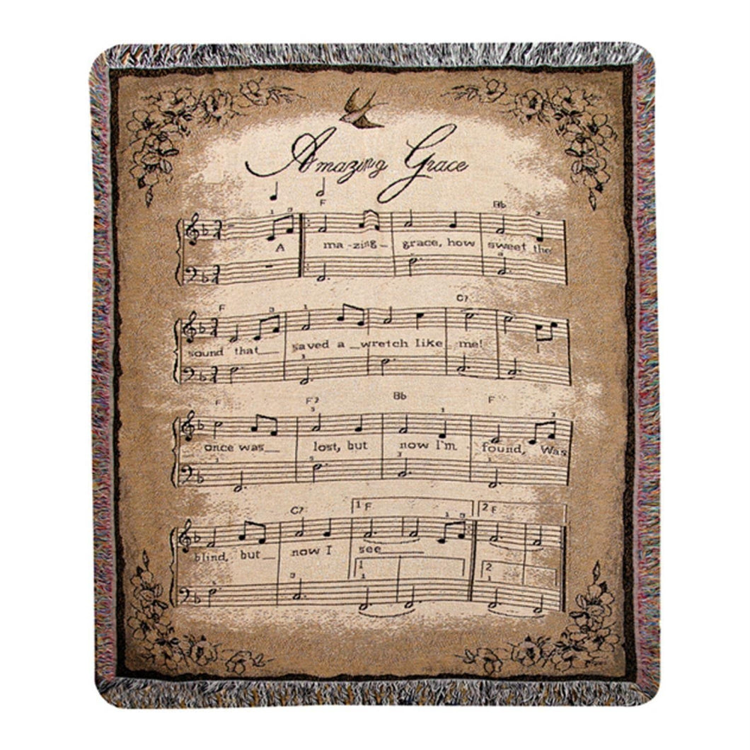 Manual Inspirational Collection Tapestry Throw, Amazing Grace Sheet Music, 50 X 60 - Inch - AT TEN Distribution