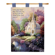 Manual Inspirational Collection Wall Hanging and Finial Rod, Church in The Country with Verse by Nicky Boehme, 26 X 36 - Inch - AT TEN Distribution