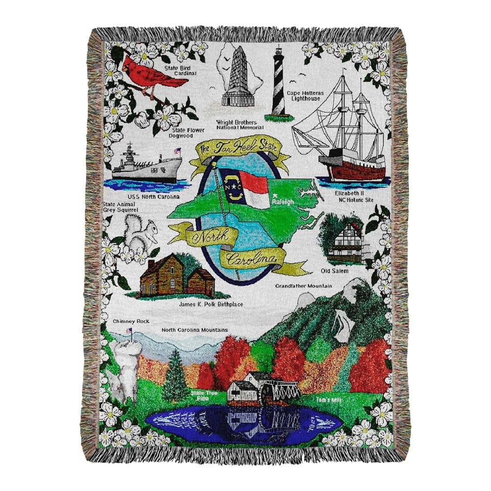 Manual North Carolina Tapestry Throw Blanket, 68 - inch Length, Home Decoration - AT TEN Distribution