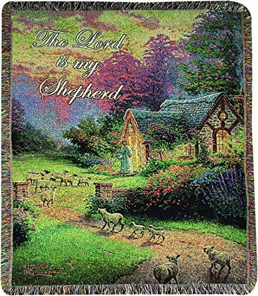 Manual Tapestry Throw, Thomas Kinkade Good Shepherd's Cottage, 50 x 60