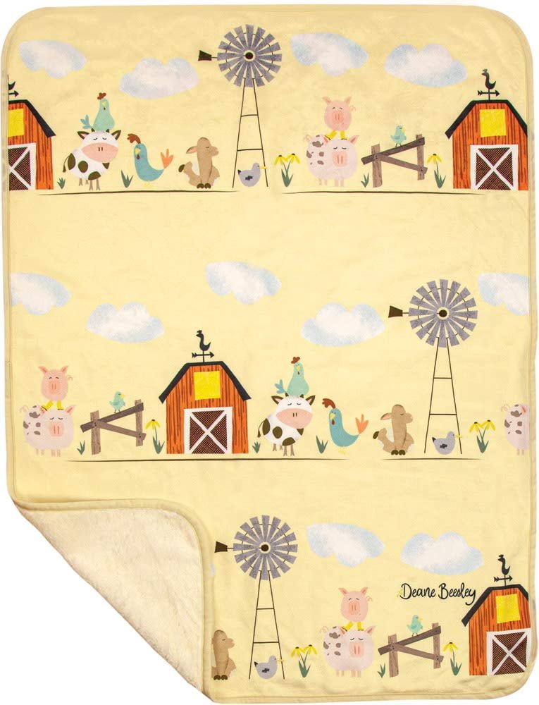 Manual Woodworker AIIZFF Farmyard Friends Fleece Throw Blanket, 30 x 40 inch, Yellow - AT TEN Distribution