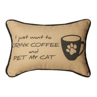 Manual Woodworker I Just Want to Drink Coffee and Pet My Cat Pillow - Coffee Cat Pillow - Outdoor/Indoor Pillow - Decorative Pillow, 17 x 9 Inches - AT TEN Distribution