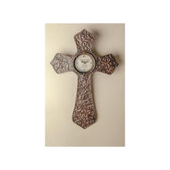 Manual Woodworker Wall Clock - Antique Bronze Cross (13.5