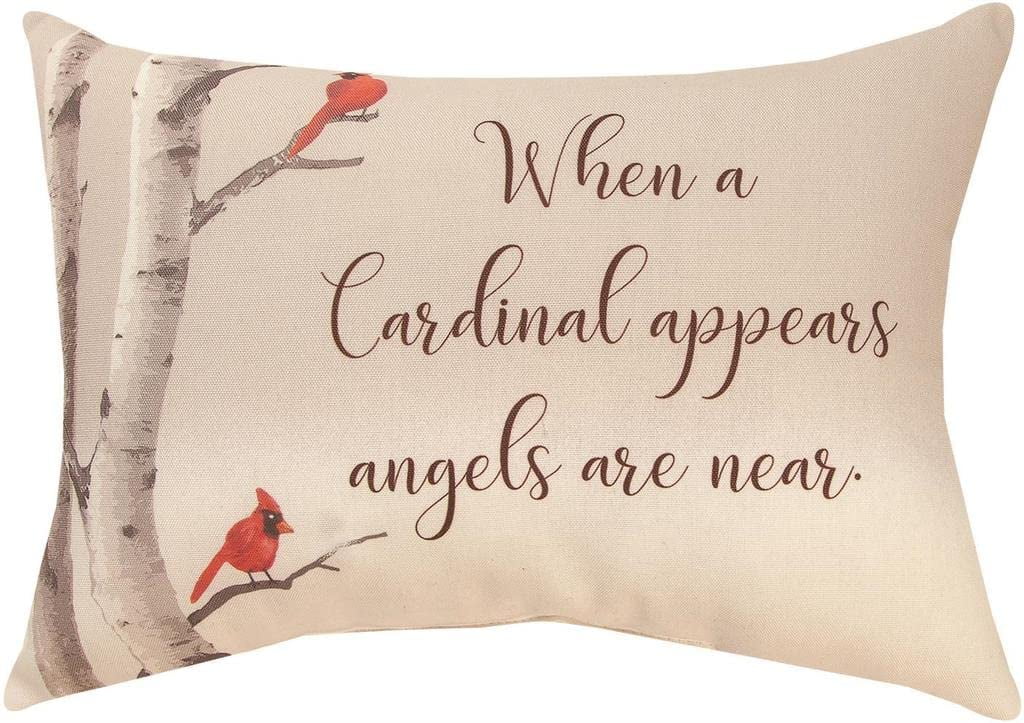 Manual Woodworker When A Cardinal Appears Angels are Near Pillow - Bird Pillow - Outdoor/Indoor Pillow - Decorative Pillow, 18 x 13 Inches - AT TEN Distribution