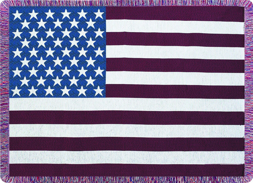 Manual Woodworkers and Weavers ASST23 Stars and Stripes Tapestry Throw Blanket Fashionable Jacquard Woven 50 X 60 in. - AT TEN Distribution