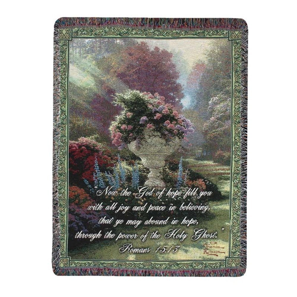 Manual Woodworkers and Weavers ATGOHV The Garden Of Hope With Verse Tapestry Throw Blanket Fashionable Jacquard Woven 50 X 60 in. - AT TEN Distribution