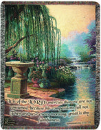 Manual Woodworkers and Weavers ATHOPV Hour Of Prayer With Verse Tapestry Throw Blanket Fashionable Jacquard Woven 50 X 60 in. - AT TEN Distribution