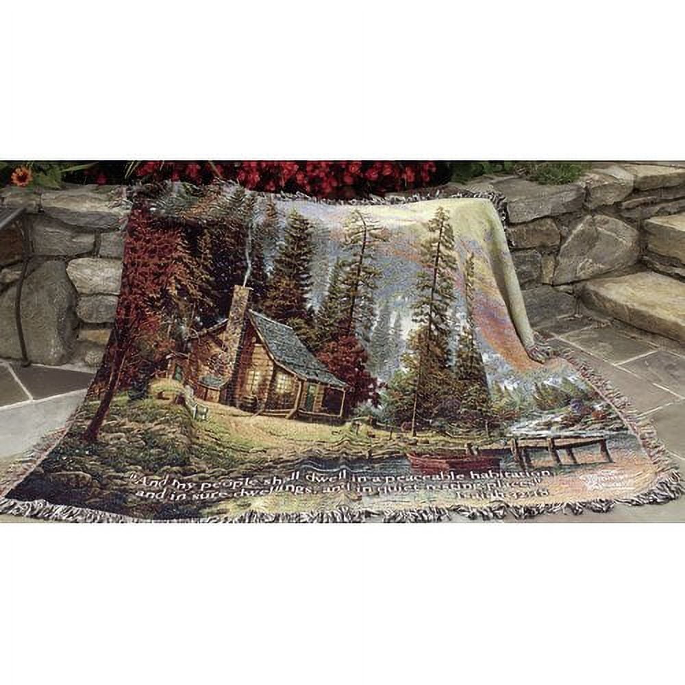 Manual Woodworkers and Weavers ATPERV A Peaceful Retreat Tapestry Throw Blanket Fashionable Jacquard Woven 60 X 50 in. - AT TEN Distribution