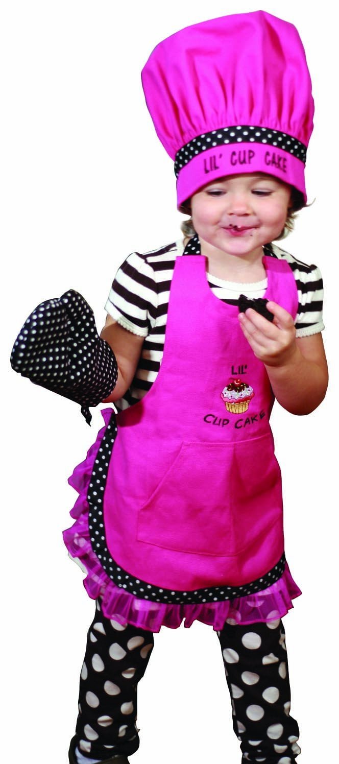 Manual Woodworkers and Weavers Child's Kitchen Apron, Hat, and Oven Mitt Set Lil' Cupcake - AT TEN Distribution