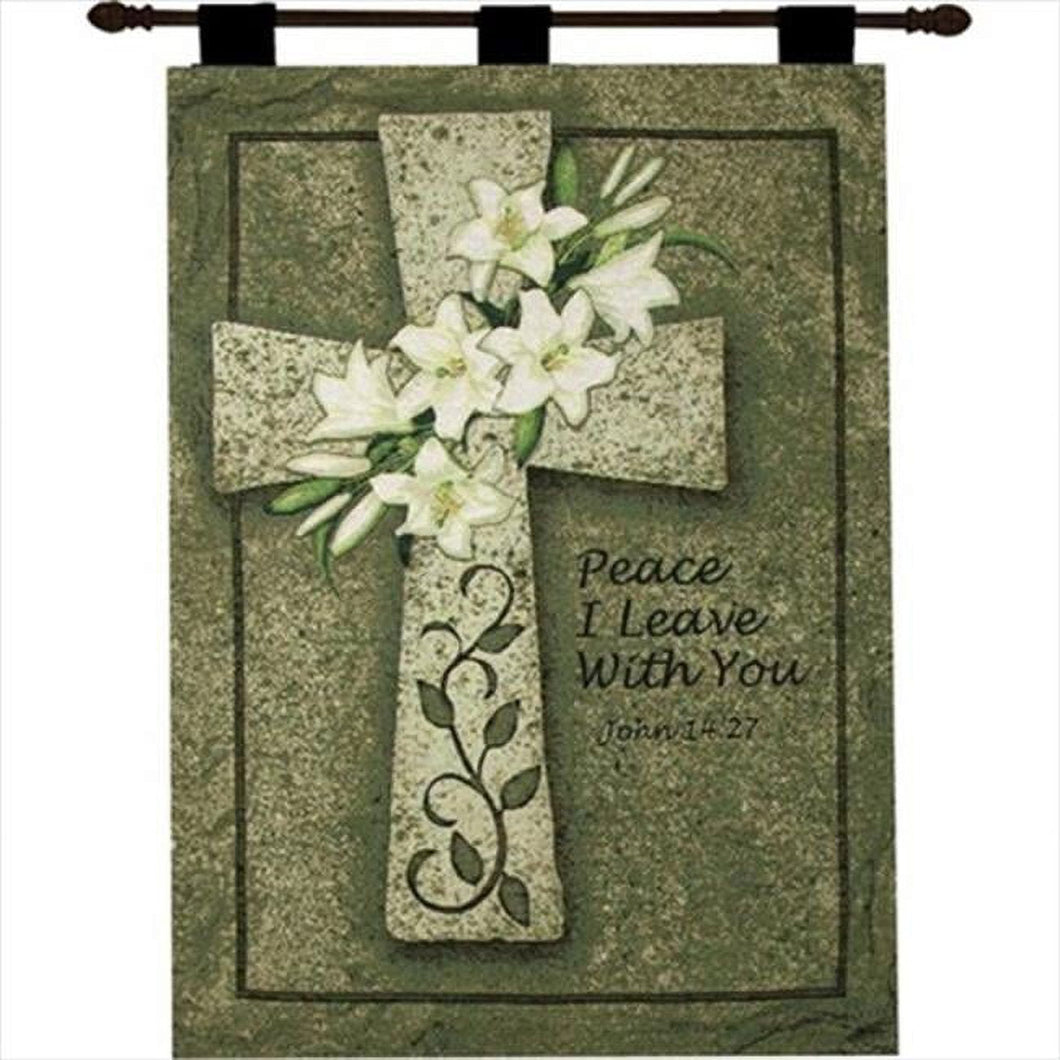 Manual Woodworkers and Weavers Peace I Leave With You Tapestry Wall Hanging Vertical 26 X 36 in. - AT TEN Distribution
