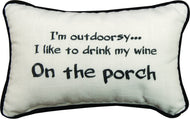 Manual Woodworkers Outdoorsy Drink Wine on Porch 12.5 x 8.5 Inch Woven Decorative Throw Pillow - AT TEN Distribution