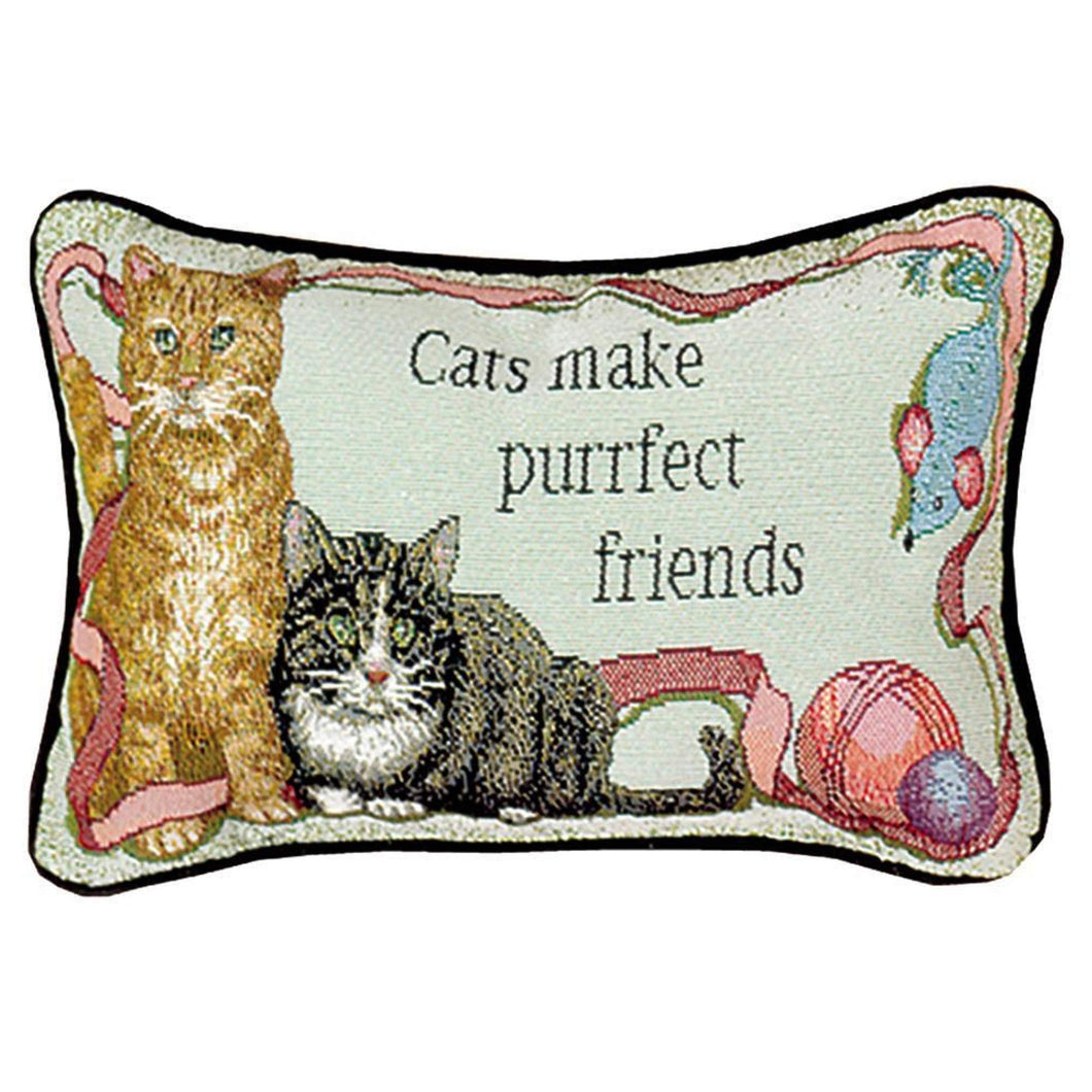 Manual Woodworkers Purrfect Friends Throw Pillow WHITE MULTI - AT TEN Distribution