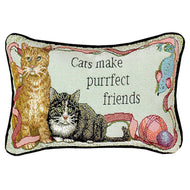 Manual Woodworkers Purrfect Friends Throw Pillow WHITE MULTI - AT TEN Distribution