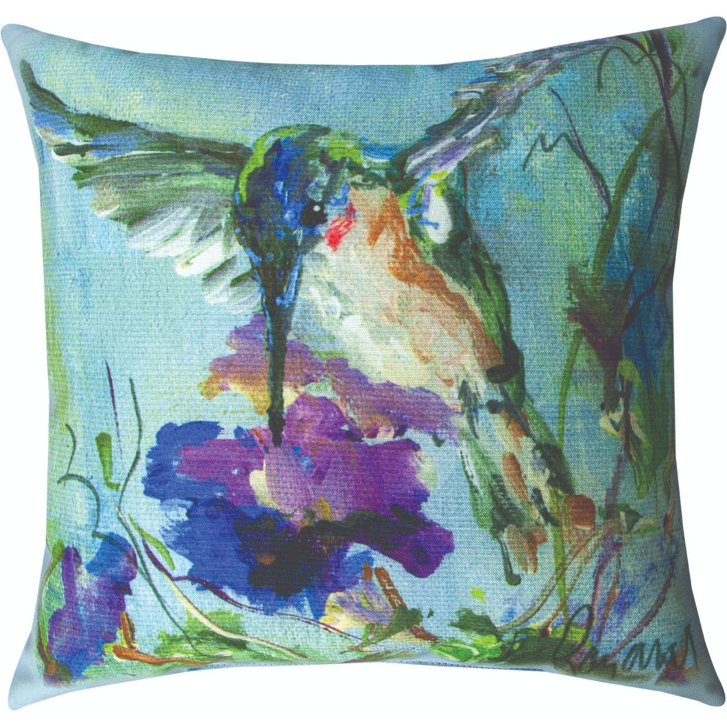 Manual Woodworkers SLSWPF 18 x 18 in. Hummingbird Purple Flowers Outdoor Pillow - AT TEN Distribution