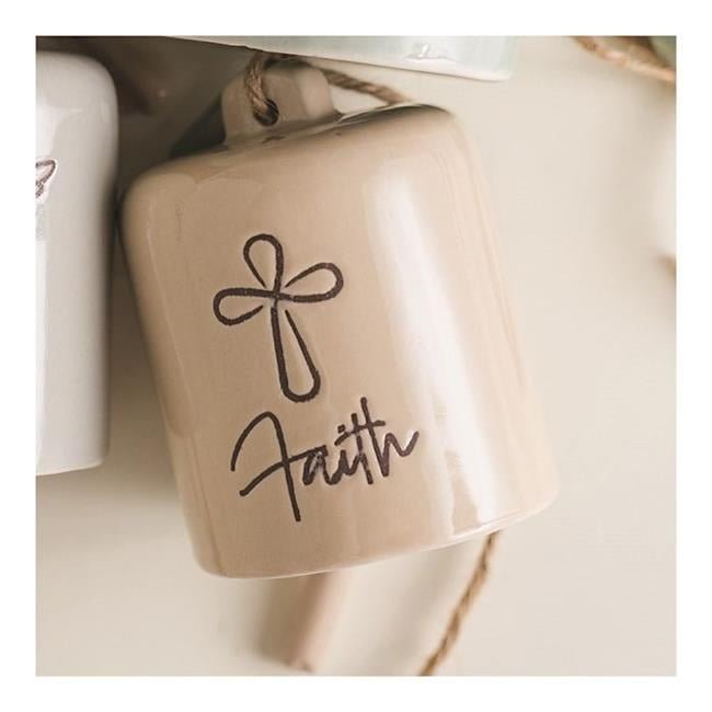 Manual Woodworkers & Weavers 378763 Ceramic Faith Bell, Sand - Large - AT TEN Distribution