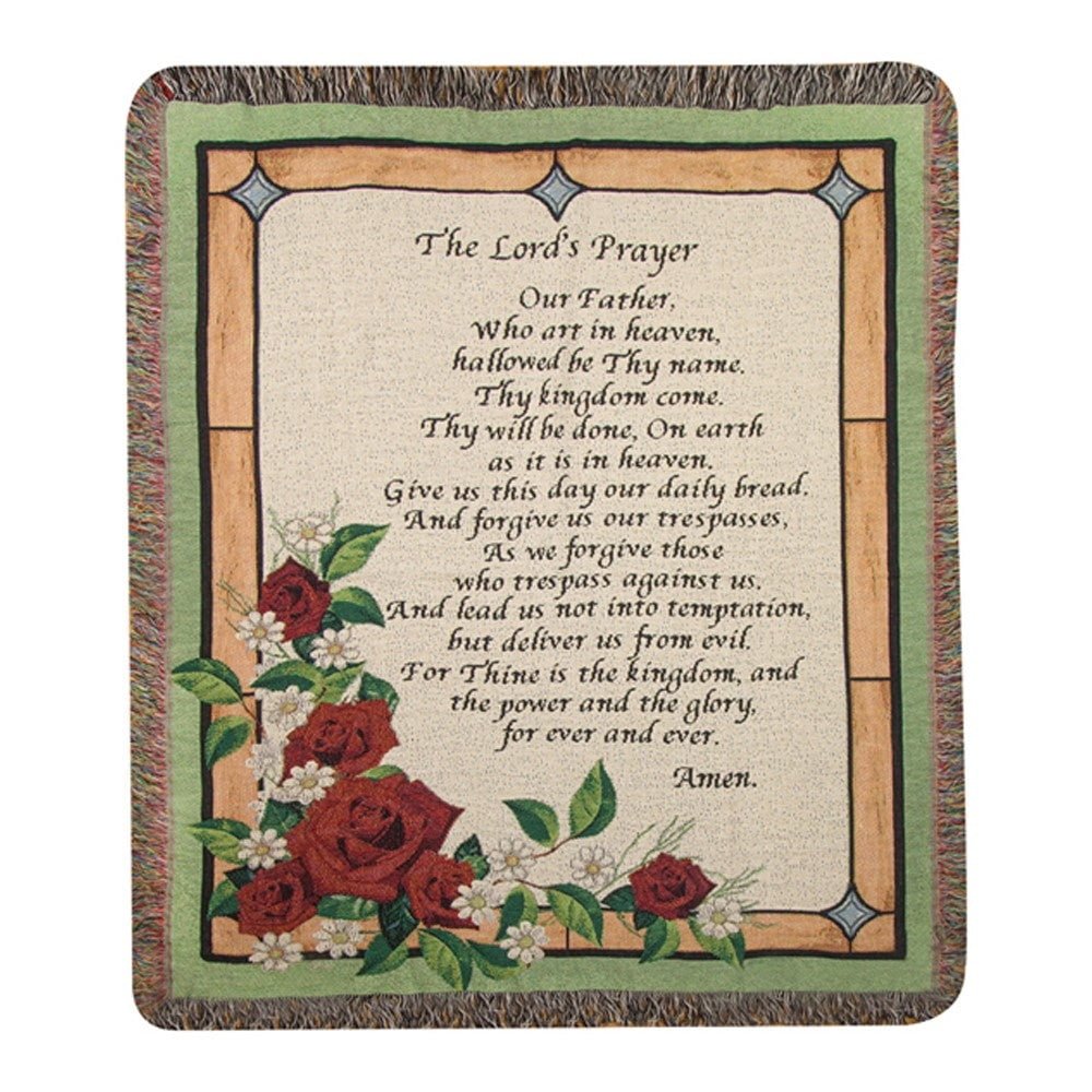 Manual Woodworkers & Weavers 50 x 60 in. The Lords Prayer Stained Glass Tapestry Throw Blanket - AT TEN Distribution