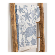 Manual Woodworkers & Weavers A10SEA 50 x 60 in. Sea Creatures Rayon Throw - Blue & White - AT TEN Distribution