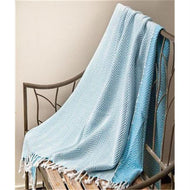 Manual Woodworkers & Weavers AIELAQ 50 x 60 in. Cotton Throw, Chevron Aquamarine - AT TEN Distribution