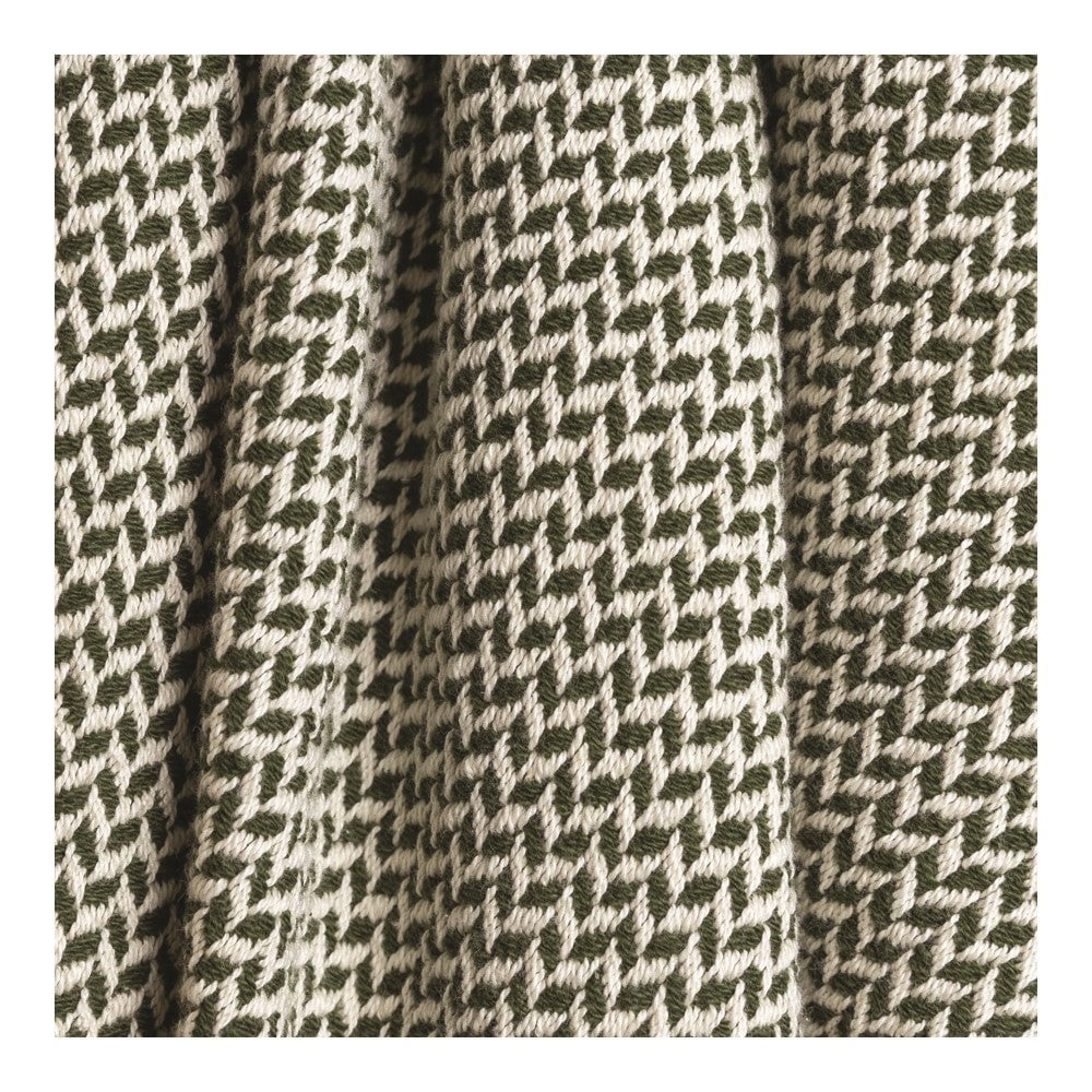 Manual Woodworkers & Weavers ASDTG 46 x 67 in. Dashing Texture Throw, Green & White - AT TEN Distribution