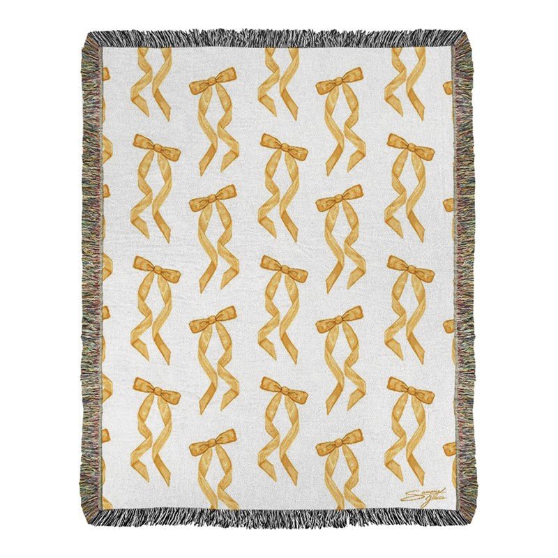 Manual Woodworkers & Weavers ATDOM 50 x 60 in. Dom Perignon Tapestry Throw - Gold & White - AT TEN Distribution