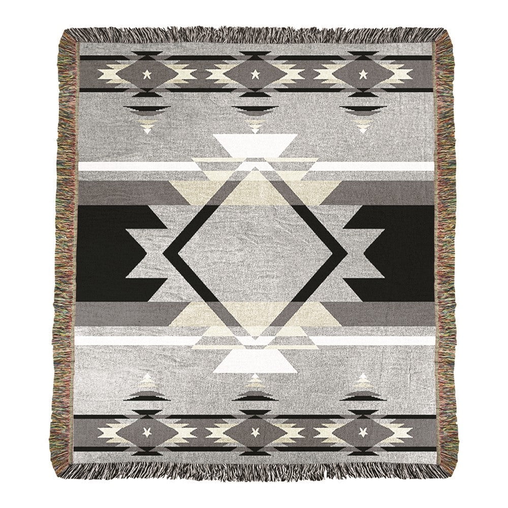 Manual Woodworkers & Weavers ATFBLK 50 x 60 in. Tapestry Throw Blanket - Flame Black - AT TEN Distribution