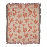 Manual Woodworkers & Weavers ATKOK 50 x 60 in. Kokopelli Tapestry Throw, Terra Cotta & Cream - AT TEN Distribution
