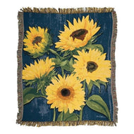 Manual Woodworkers & Weavers ATZSB 50 x 60 in. Zig Zag Sunflowers Tapestry Throw, Blue - AT TEN Distribution