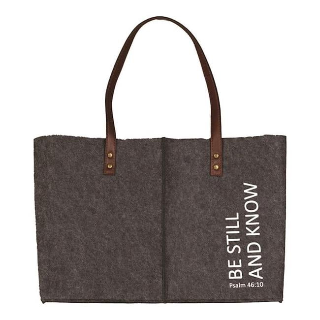 Manual Woodworkers & Weavers Be Still & Know Charcoal Felt Tote Bag - 15 x 11 in. - AT TEN Distribution